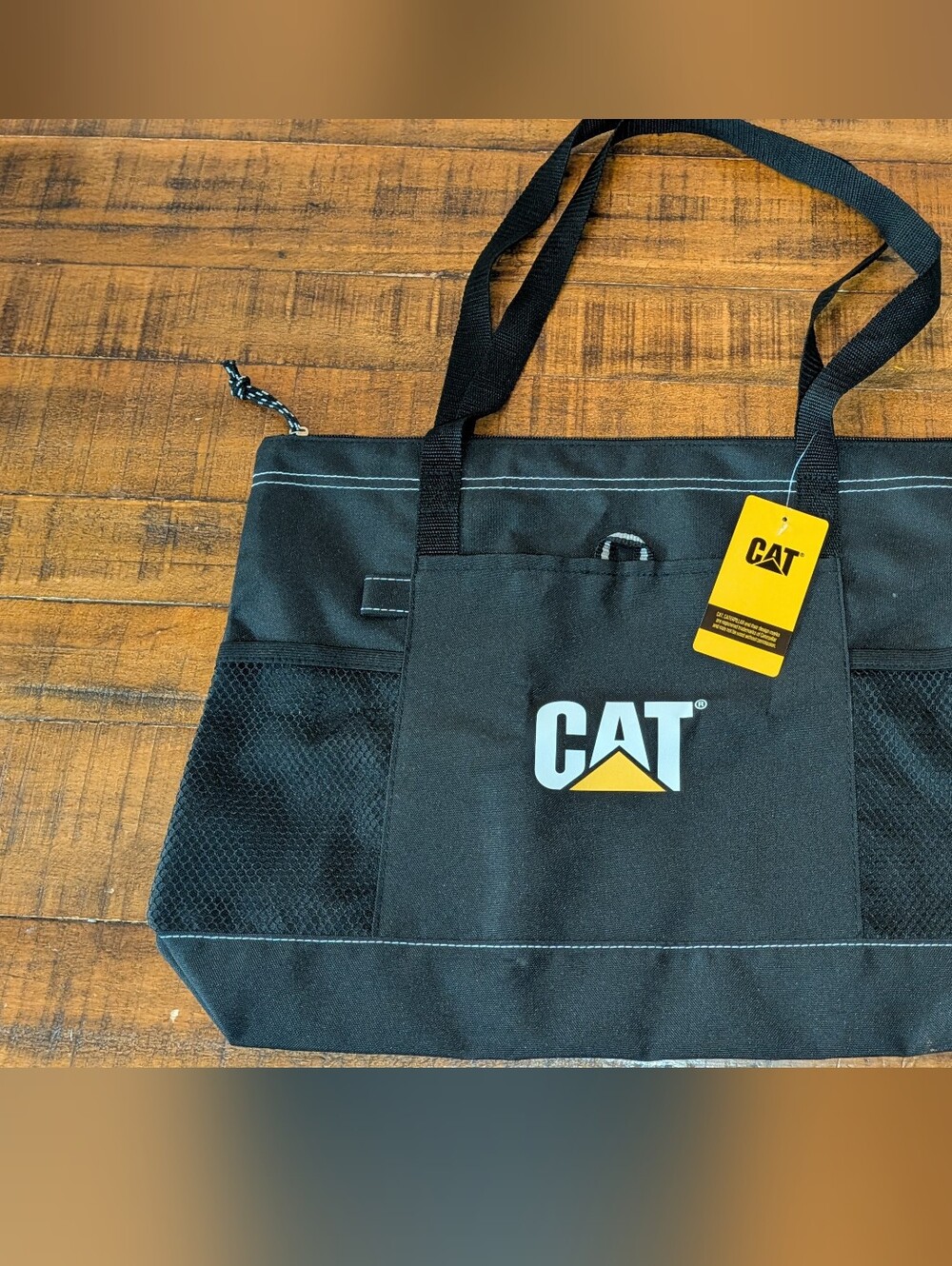 CAT Black Duffel Tote Bag with Front Pockets, Caterpillar, NWT